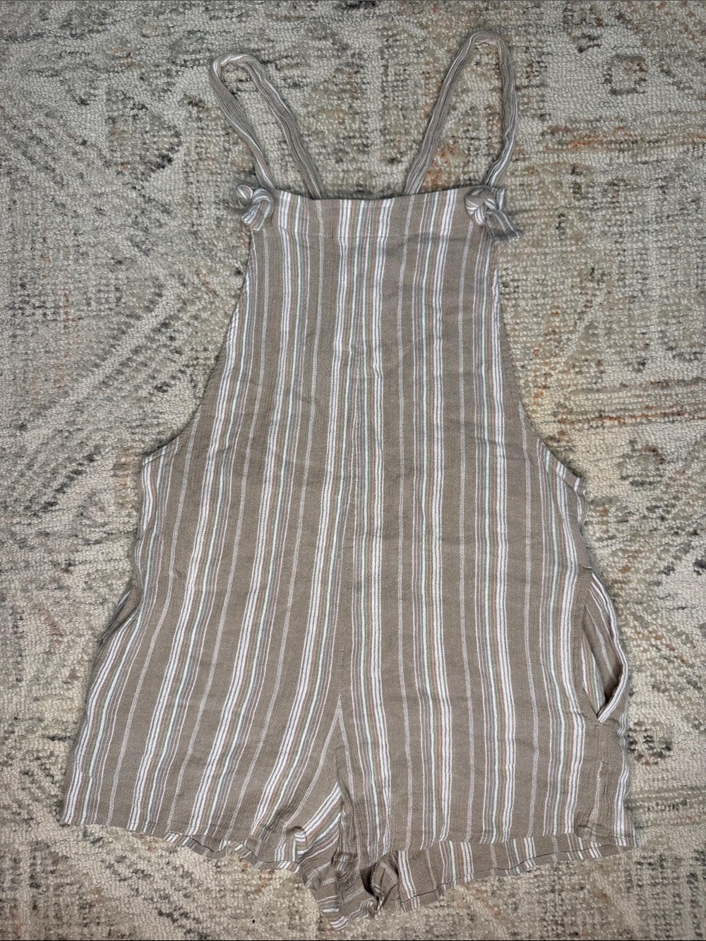 Women’s Swim Cover Up Romper | Linen-Blend Tie-Strap in Taupe